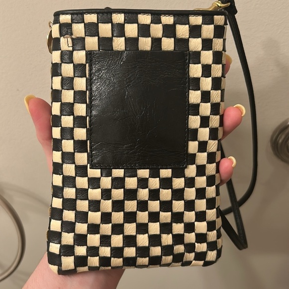 Clare V Poche Leather Woven Checkered Black/Cream Crossbody Bag 🏁 - Picture 3 of 12